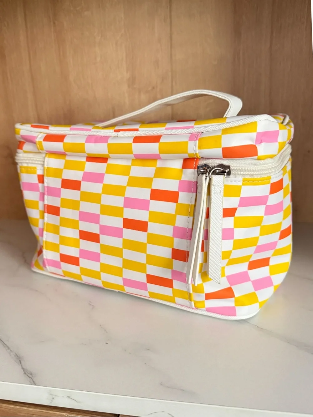 Tender Love + Carry Colorful Checkerboard Cosmetic Makeup Travel Bag